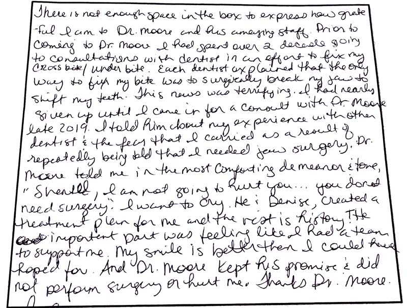 Written smile gallery testimonial CDA