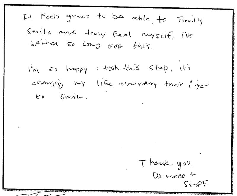 Written smile gallery testimonial CDA