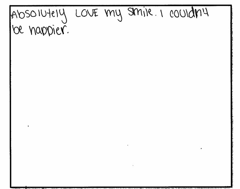 Written smile gallery testimonial CDA