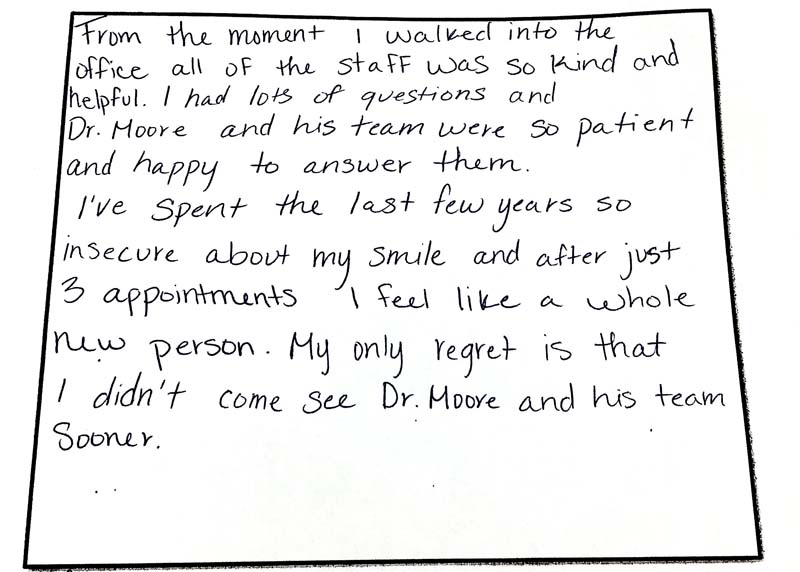 Written smile gallery testimonial CDA