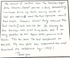 Written smile gallery testimonial CDA