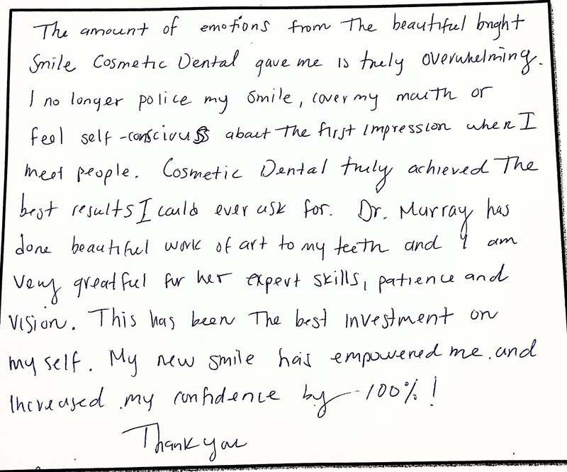 Written smile gallery testimonial CDA